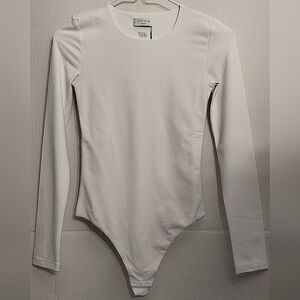 Second-skin crewneck longsleeve bodysuit with thong-cut bottom
